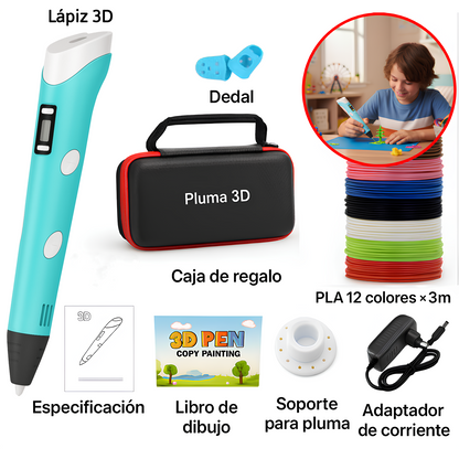 Juego de Lápiz 3D con Pantalla LCD – Incluye Filamentos PLA y Accesorios