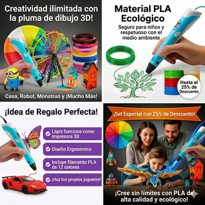 Juego de Lápiz 3D Profesional - Pack Completo con Filamentos PLA y Accesorios